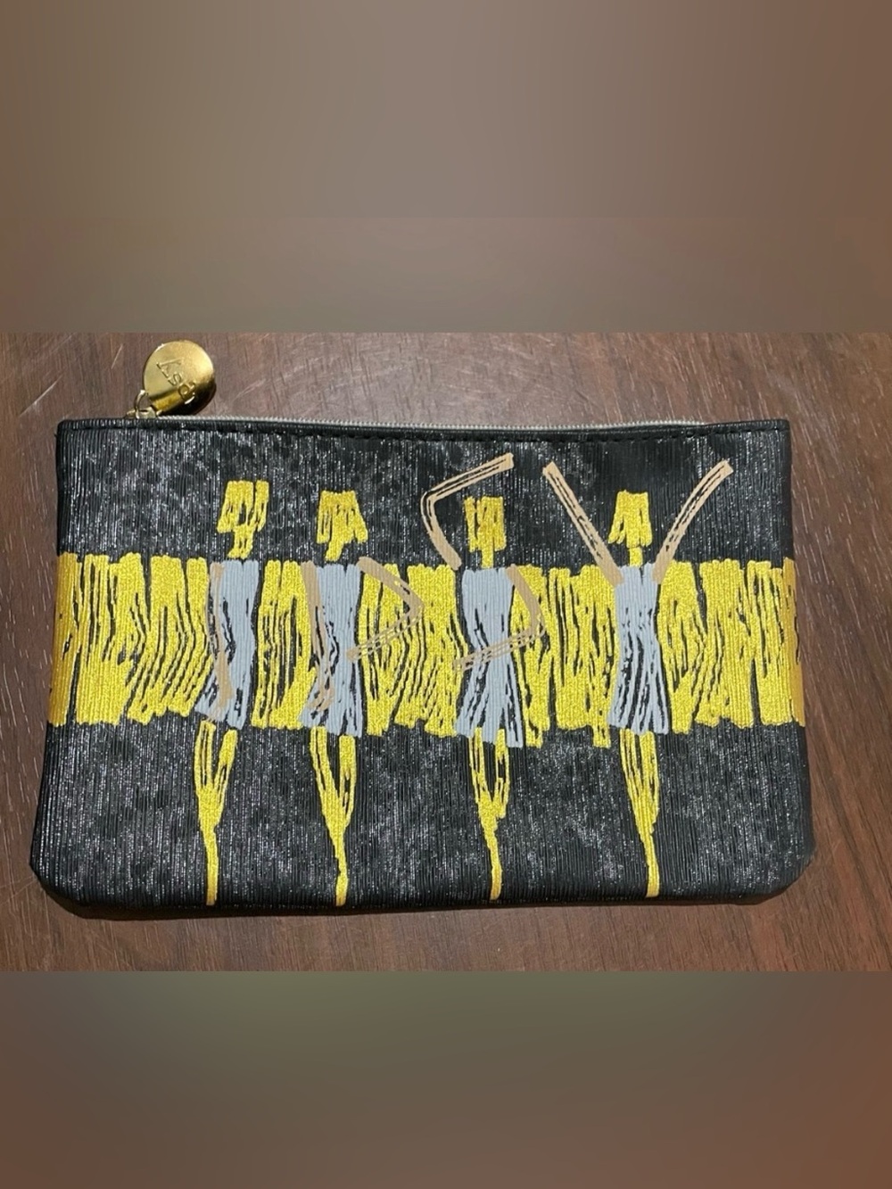 Ipsy Black and Yellow Fashion Illustration Cosmetic Bag